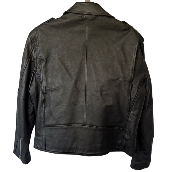 Vintage St John’s Bay Men’s Classic Black Leather Motorcycle Biker Jacket size L - Picture 2 of 9